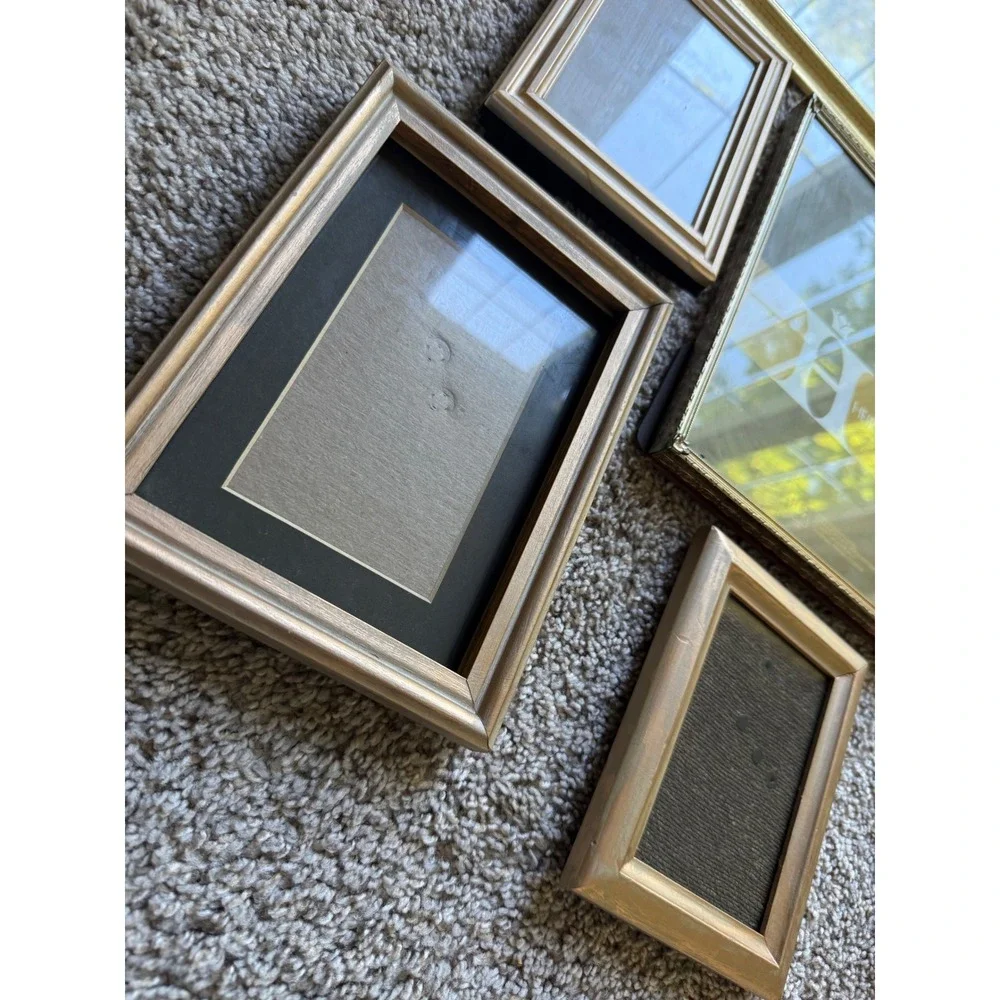 Mixed Lot of 9 Gold tone Picture Frames Vintage Gallery Wall Set